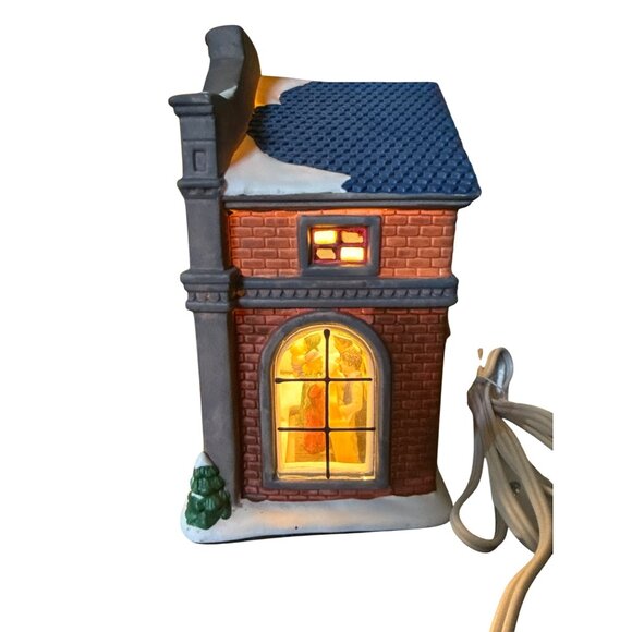 Trim A Home Vintage Christmas Village Foleys Pharmacy Illuminated House - Picture 3 of 9